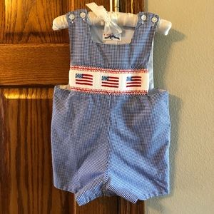Hand smocked Silly Goose baby outfit